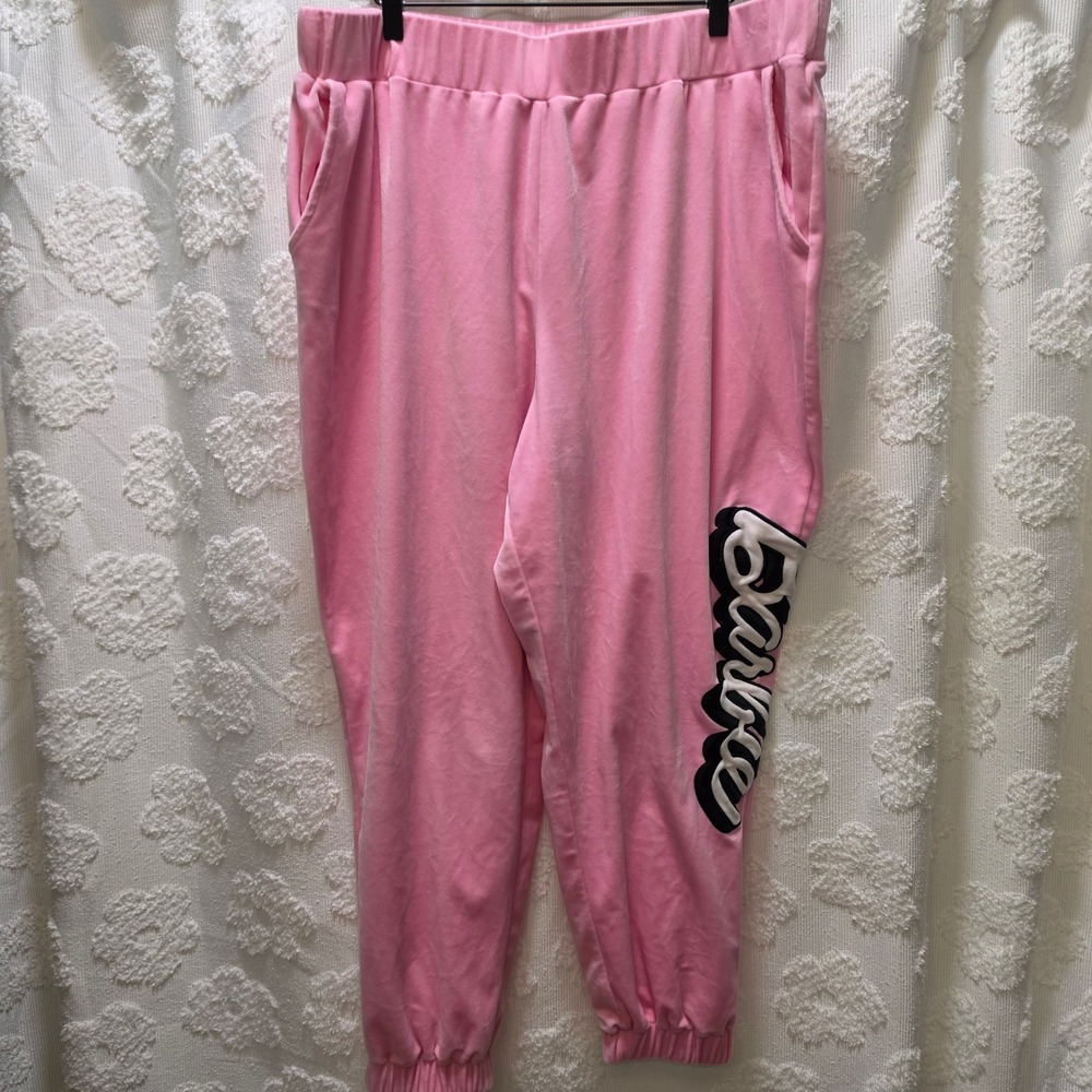 Forever 21 Barbie Pink Velour Joggers‎ Plus Size 2X Elastic Waist Lounge Pants